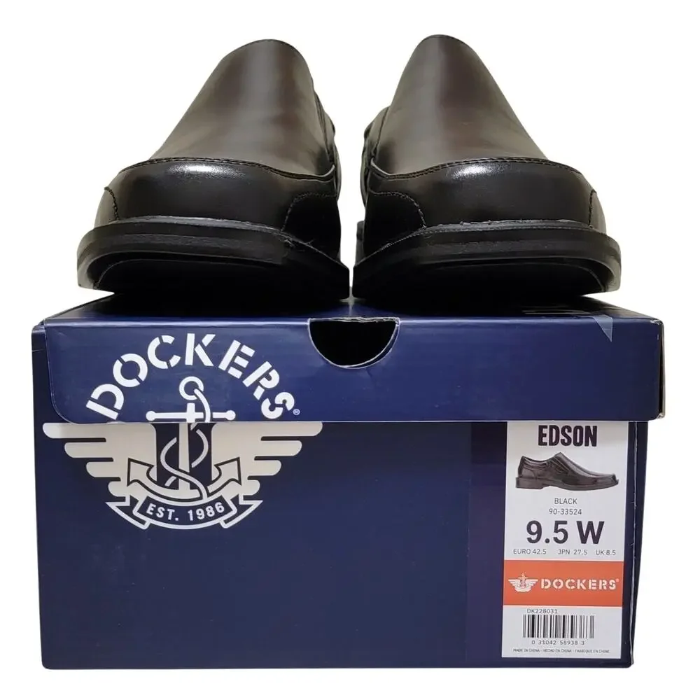 Dockers Men Edson Square Bicycle Toe Slip On Loafers Size US 9.5W Black